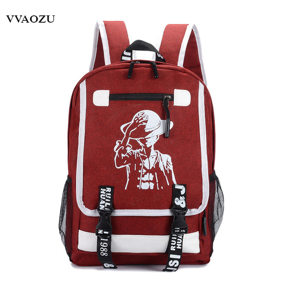 Anime One Piece Luffy Teenagers Backpack Rucksack