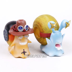 Anime One Piece Luffy & Ace Den Den Mushi Telephone PVC Figures Toys 2pcs/set 11cm