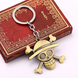 Anime One Piece Luffy Straw Hat Copper Key Ring