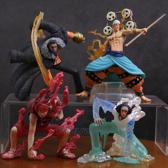 Anime One Piece Luffy Kuzan Sir Crocodile Enel Nirvana Ver. PVC Figures 4Pcs/set