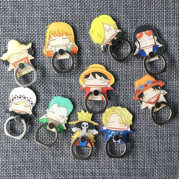 1 Pc Hot sale Japanese Anime Action Figures Toy One Piece Luffy  360 Degree Metal Finger Ring Holder Case for phone