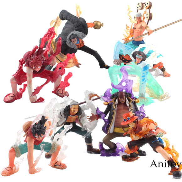 One Piece Figure Anime Luffy Enel Aokiji Kuzan Sir Crocodile Smoker Marshall D Teach Action Figure 4pcs