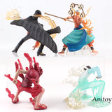 One Piece Figure Anime Luffy Enel Aokiji Kuzan Sir Crocodile Smoker Marshall D Teach Action Figure 4pcs